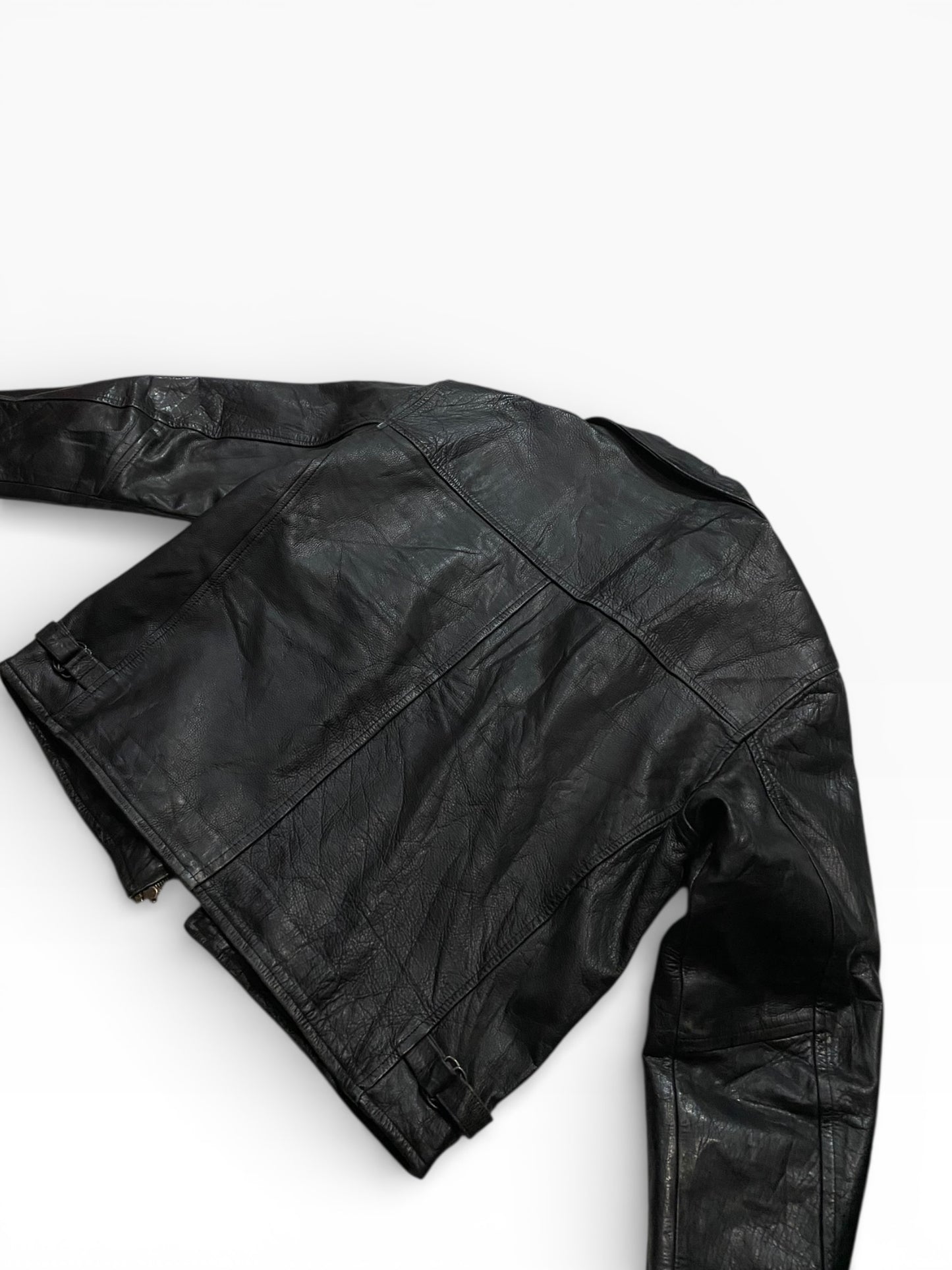 Network skins leather jacket
