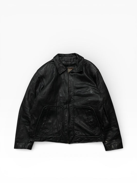 Network skins leather jacket
