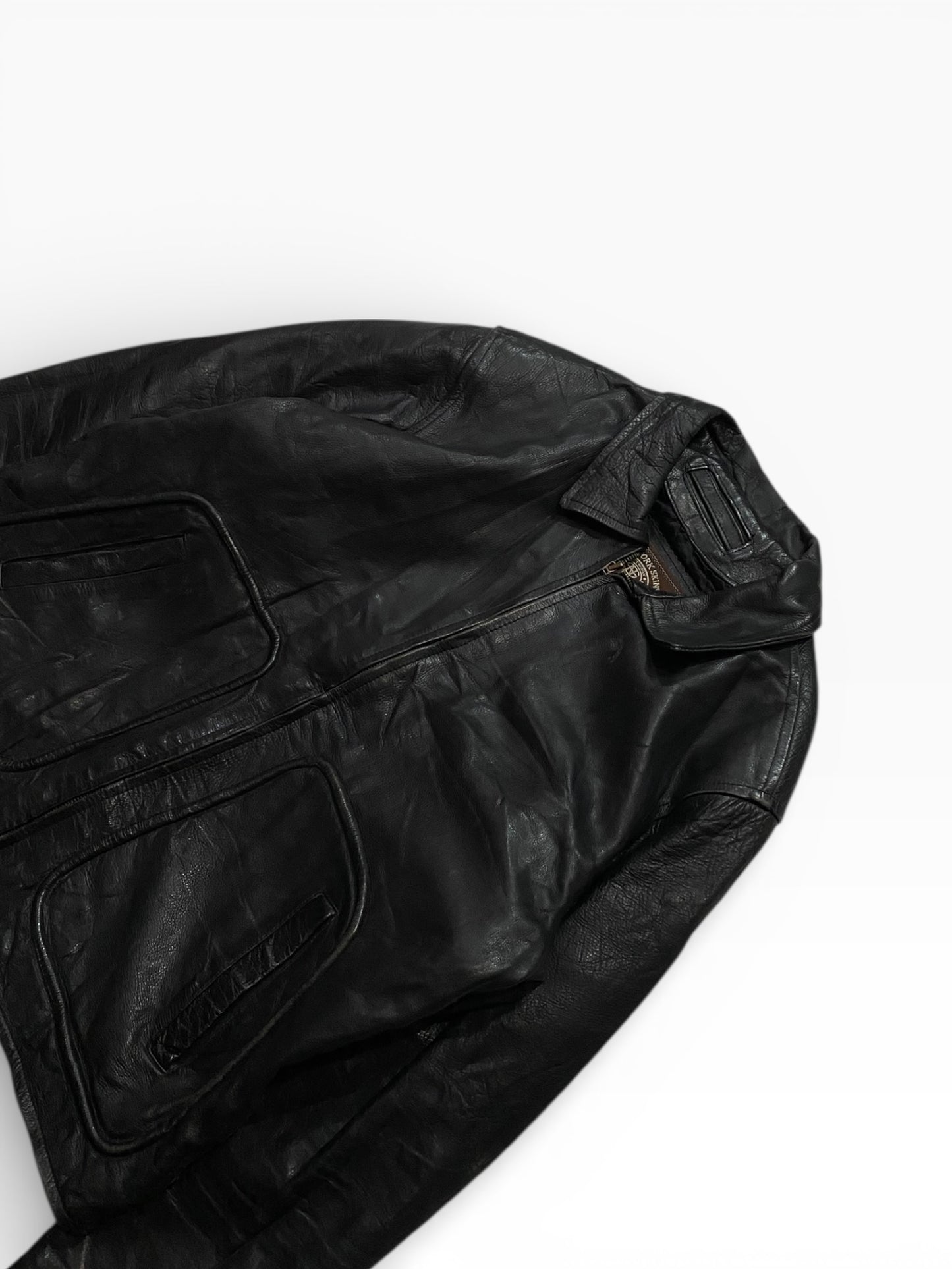 Network skins leather jacket